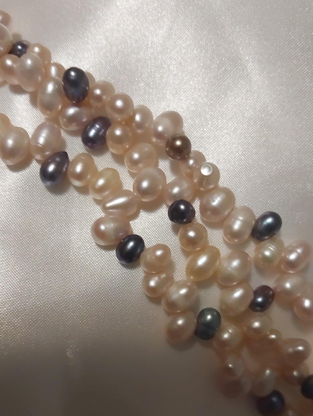 Genuine 3-Strand Pink Freshwater Baroque Pearl Necklace Vintage